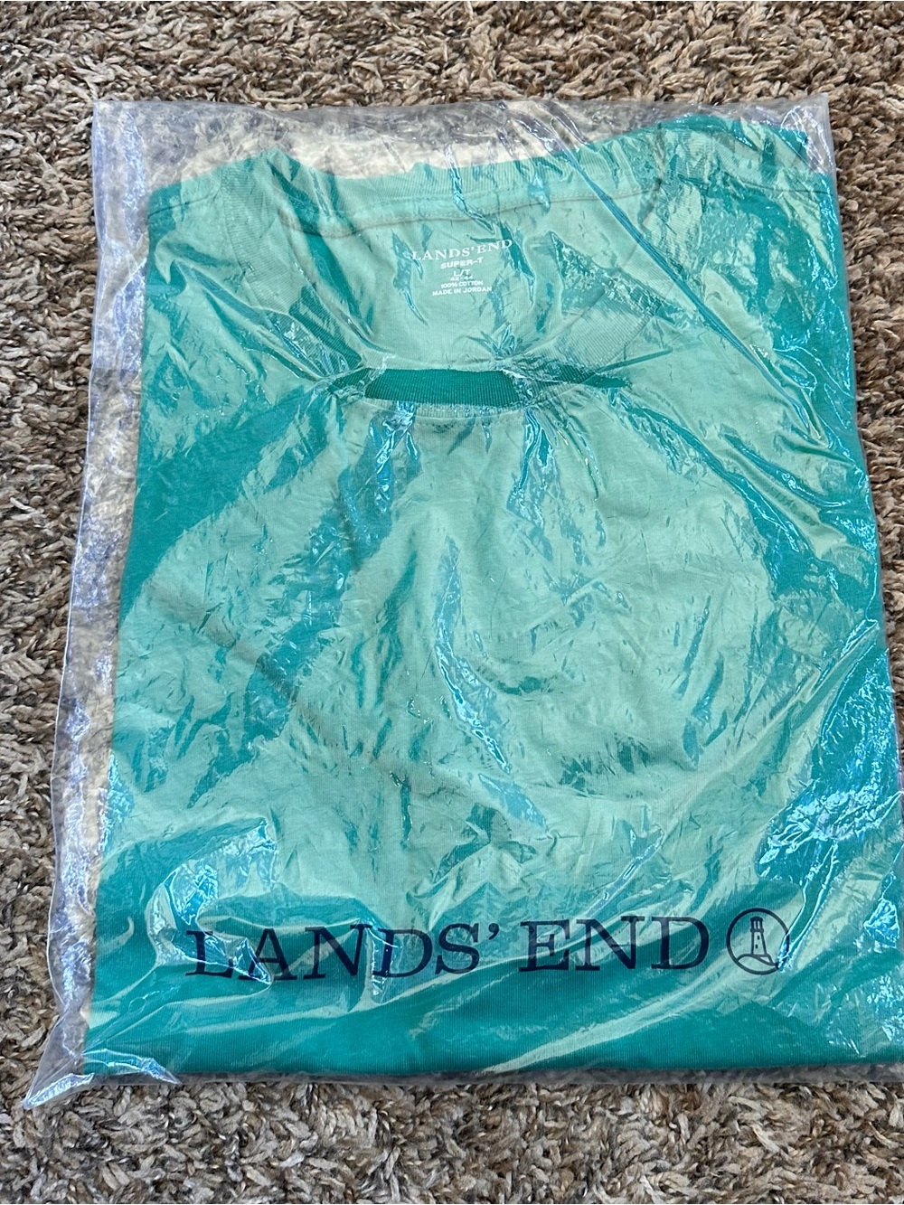 New Lands' End Men's Super-T Short Sleeve T-Shirt Tall Large Sea Agate